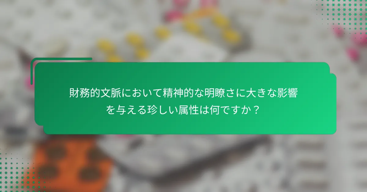 財務的文脈において精神的な明瞭さに大きな影響を与える珍しい属性は何ですか？