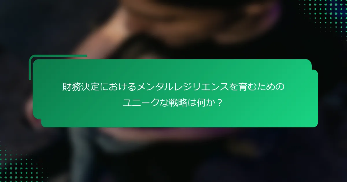 財務決定におけるメンタルレジリエンスを育むためのユニークな戦略は何か？