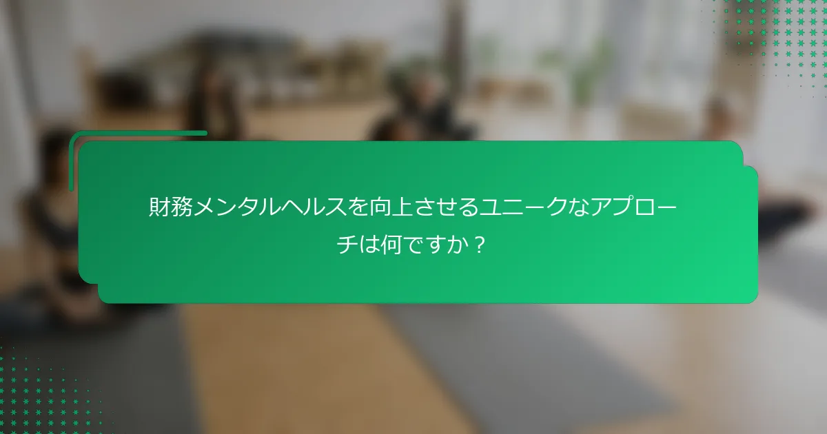 財務メンタルヘルスを向上させるユニークなアプローチは何ですか？