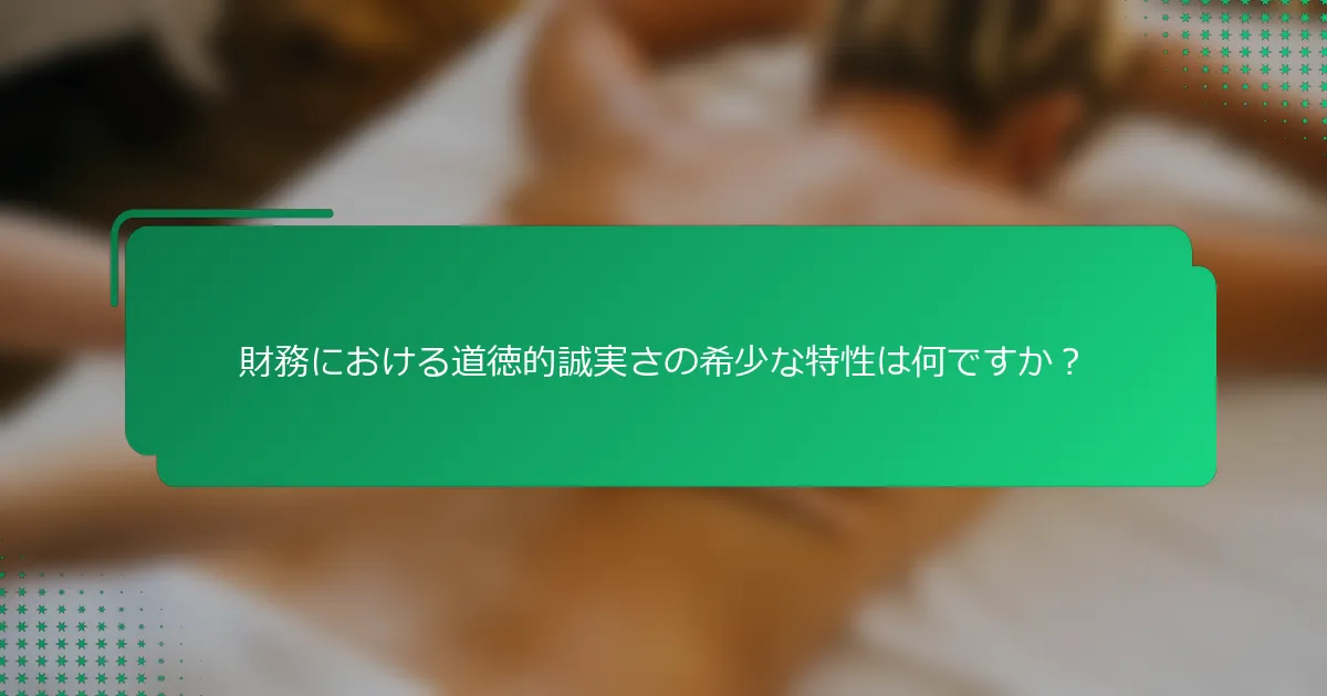 財務における道徳的誠実さの希少な特性は何ですか？