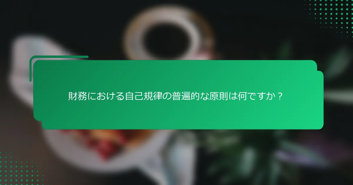 財務における自己規律の普遍的な原則は何ですか？