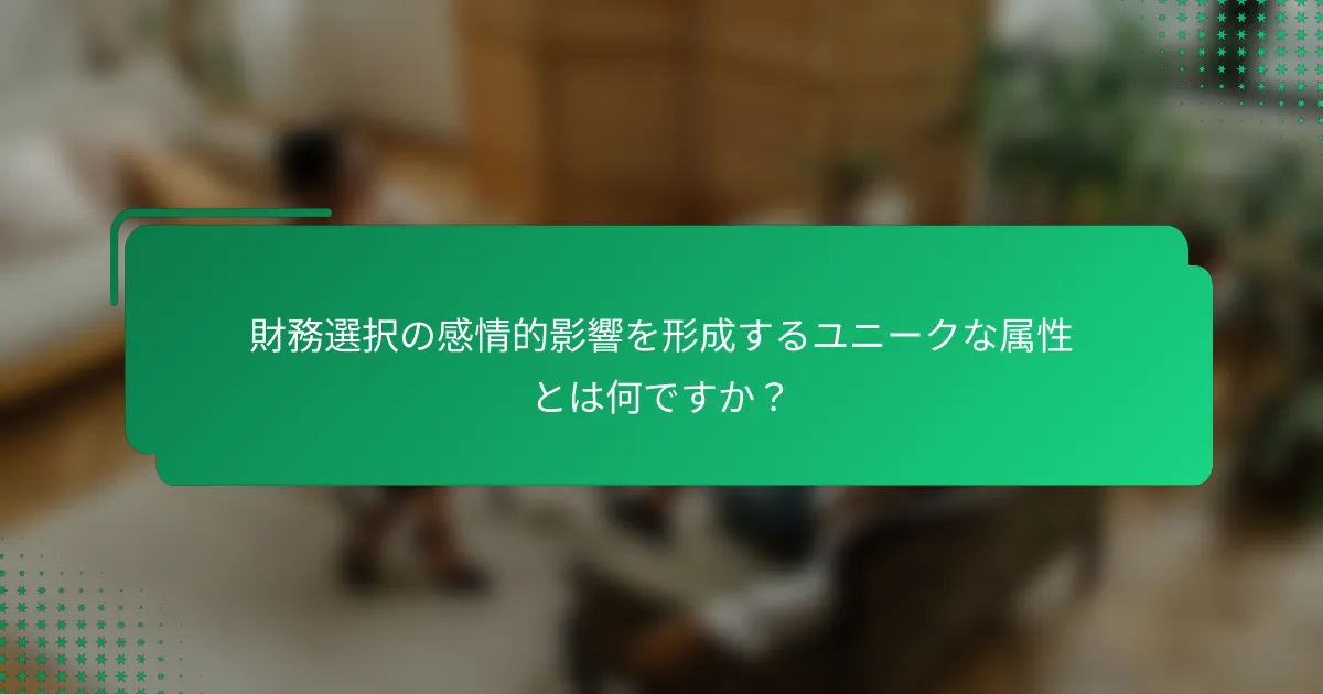 財務選択の感情的影響を形成するユニークな属性とは何ですか？