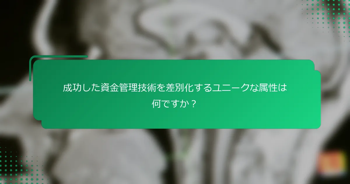 成功した資金管理技術を差別化するユニークな属性は何ですか？