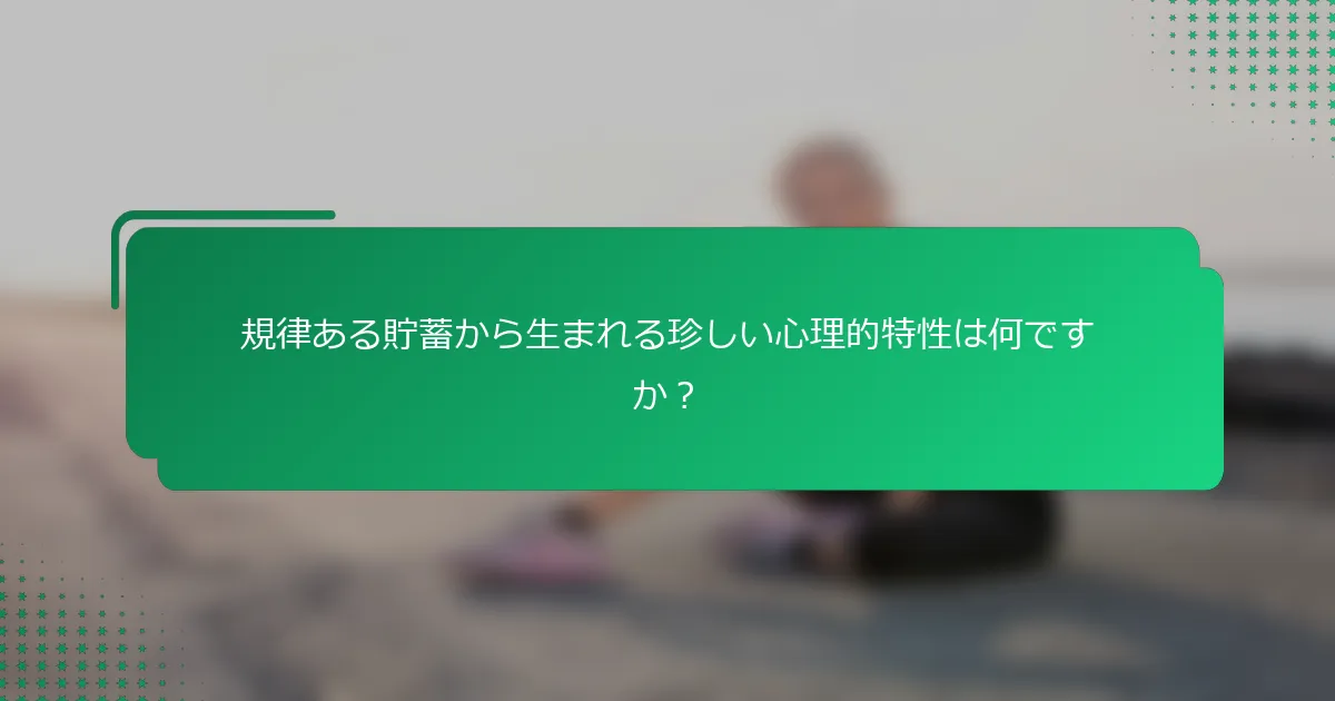 規律ある貯蓄から生まれる珍しい心理的特性は何ですか？