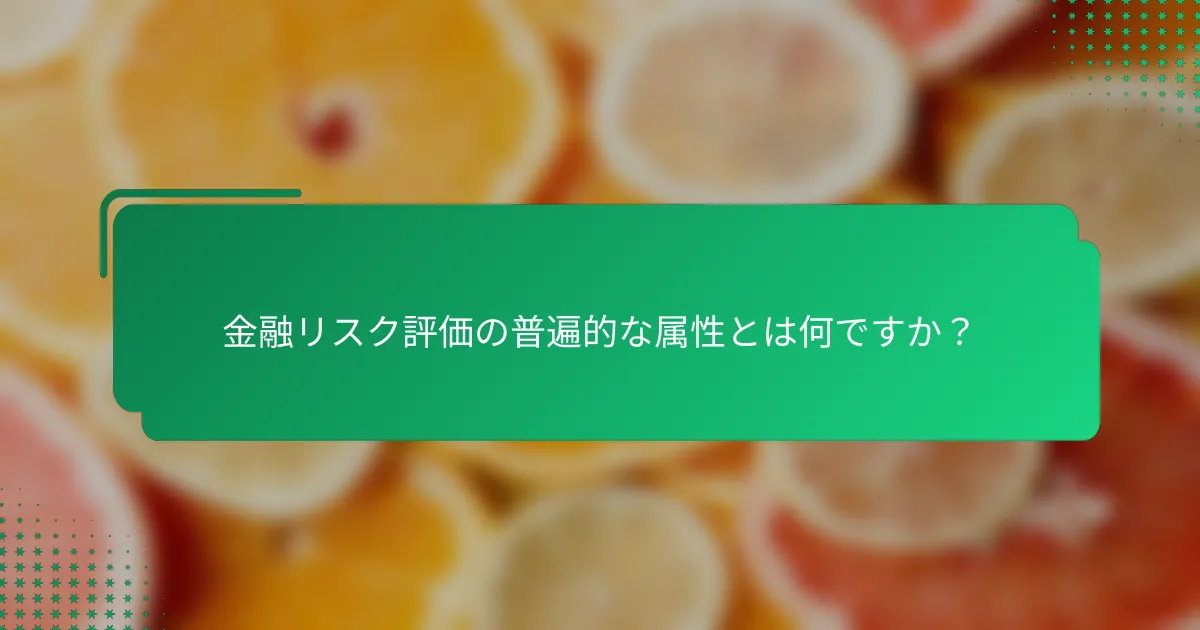金融リスク評価の普遍的な属性とは何ですか？
