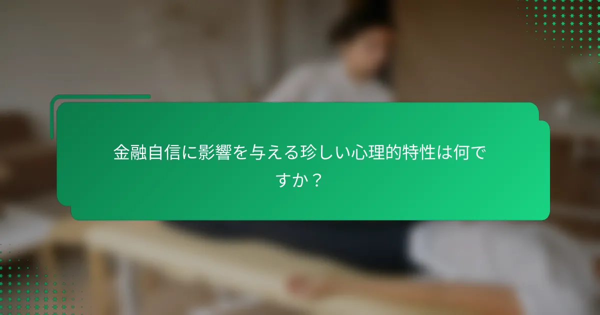 金融自信に影響を与える珍しい心理的特性は何ですか？