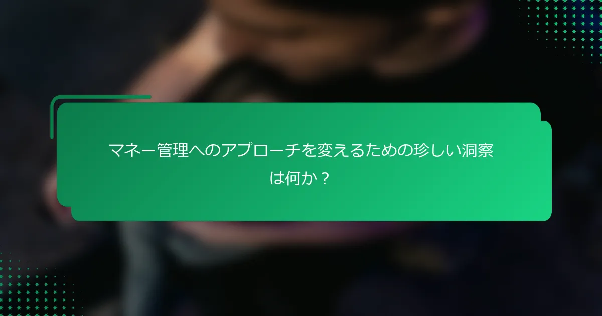 マネー管理へのアプローチを変えるための珍しい洞察は何か？