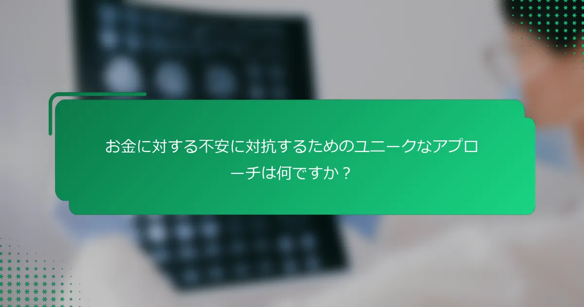 お金に対する不安に対抗するためのユニークなアプローチは何ですか？