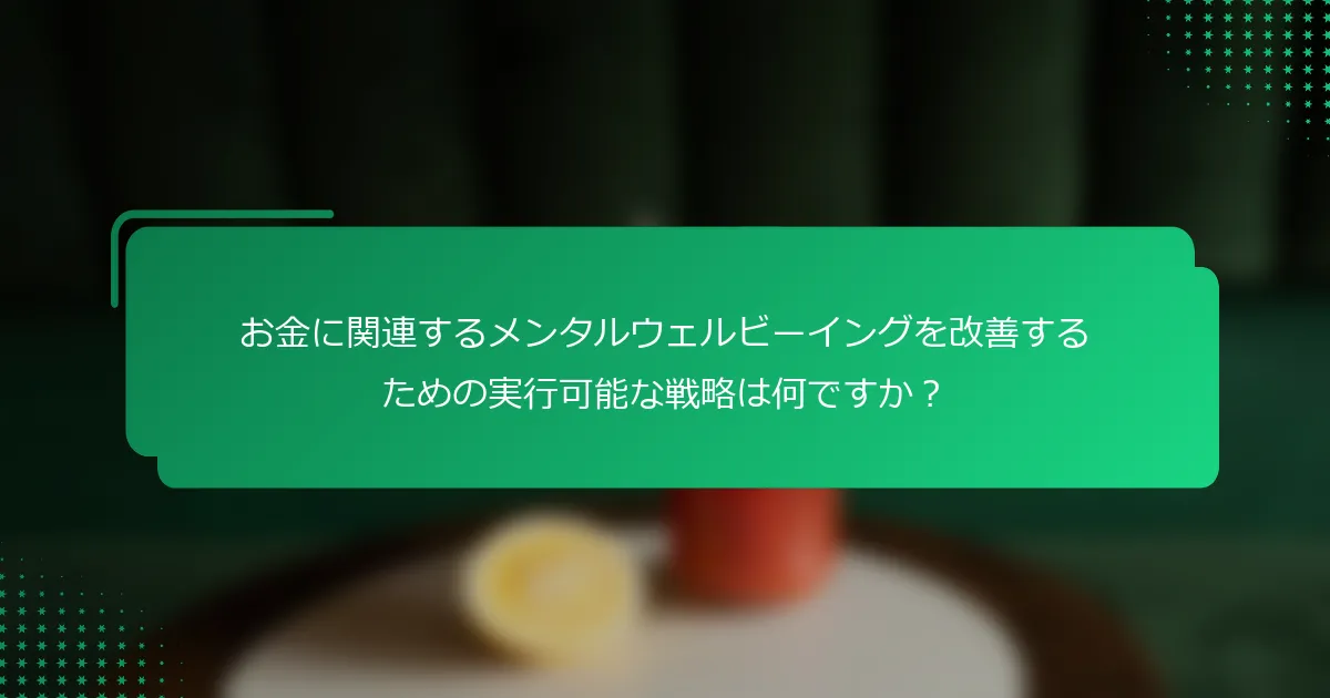 お金に関連するメンタルウェルビーイングを改善するための実行可能な戦略は何ですか？