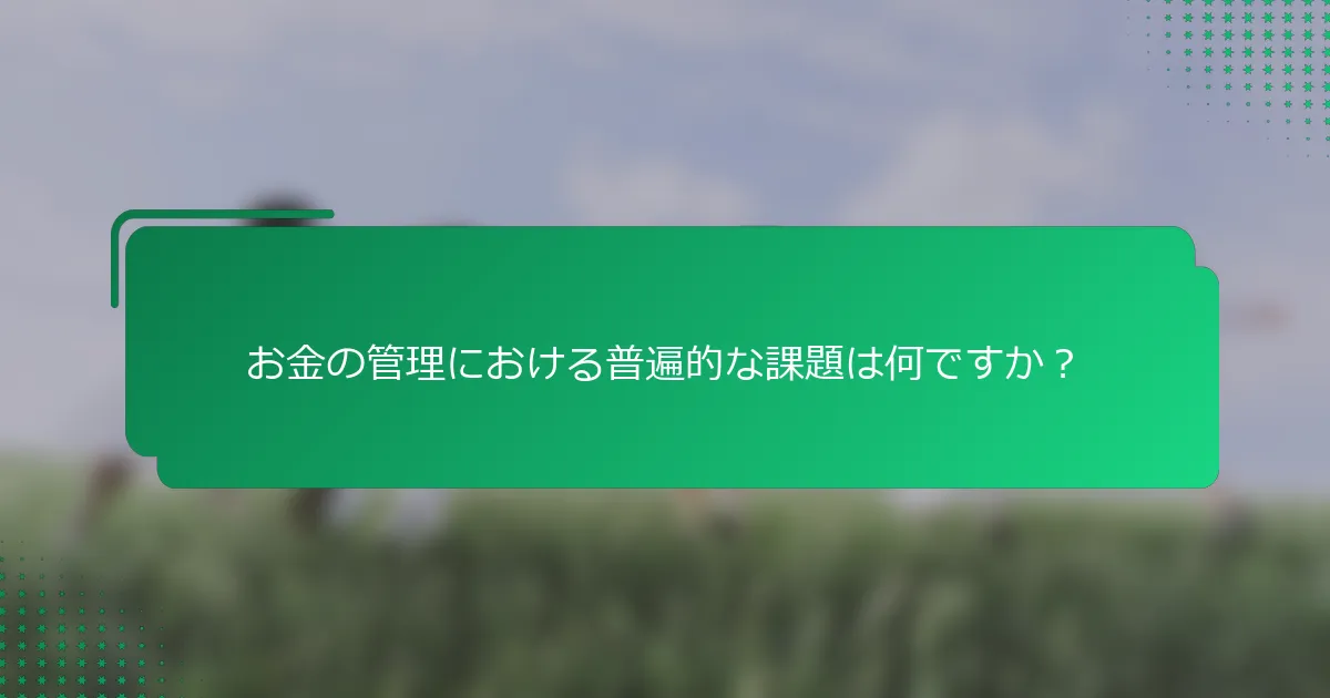 お金の管理における普遍的な課題は何ですか？