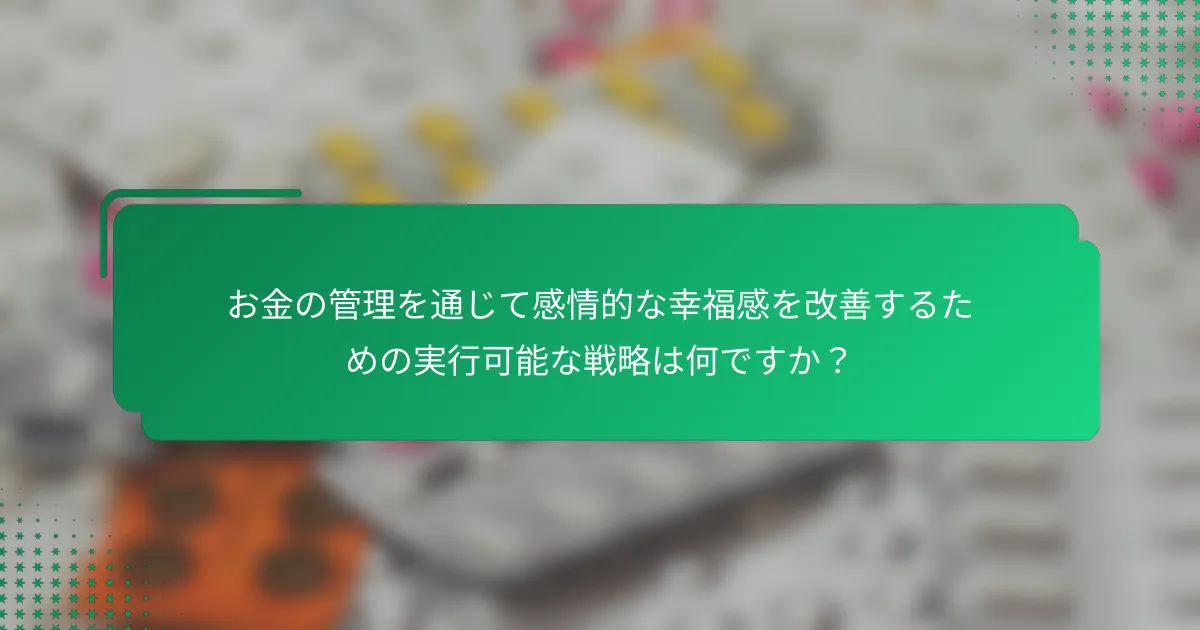 お金の管理を通じて感情的な幸福感を改善するための実行可能な戦略は何ですか？