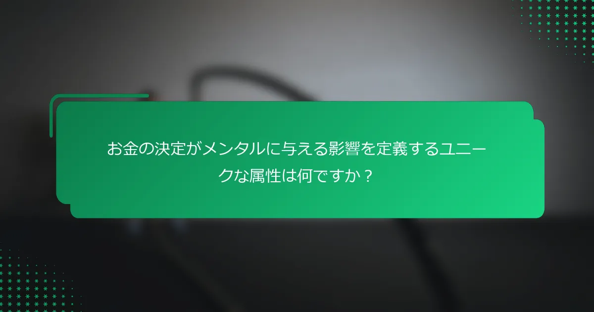 お金の決定がメンタルに与える影響を定義するユニークな属性は何ですか？