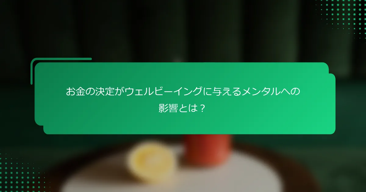 お金の決定がウェルビーイングに与えるメンタルへの影響とは？