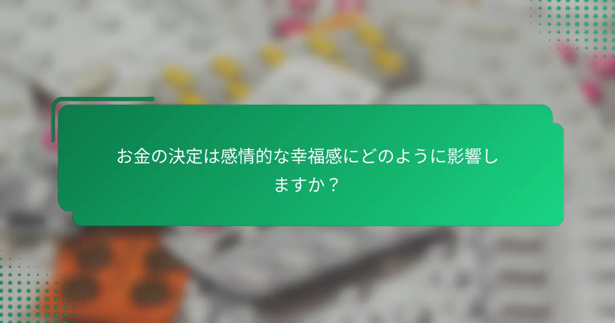 お金の決定は感情的な幸福感にどのように影響しますか？