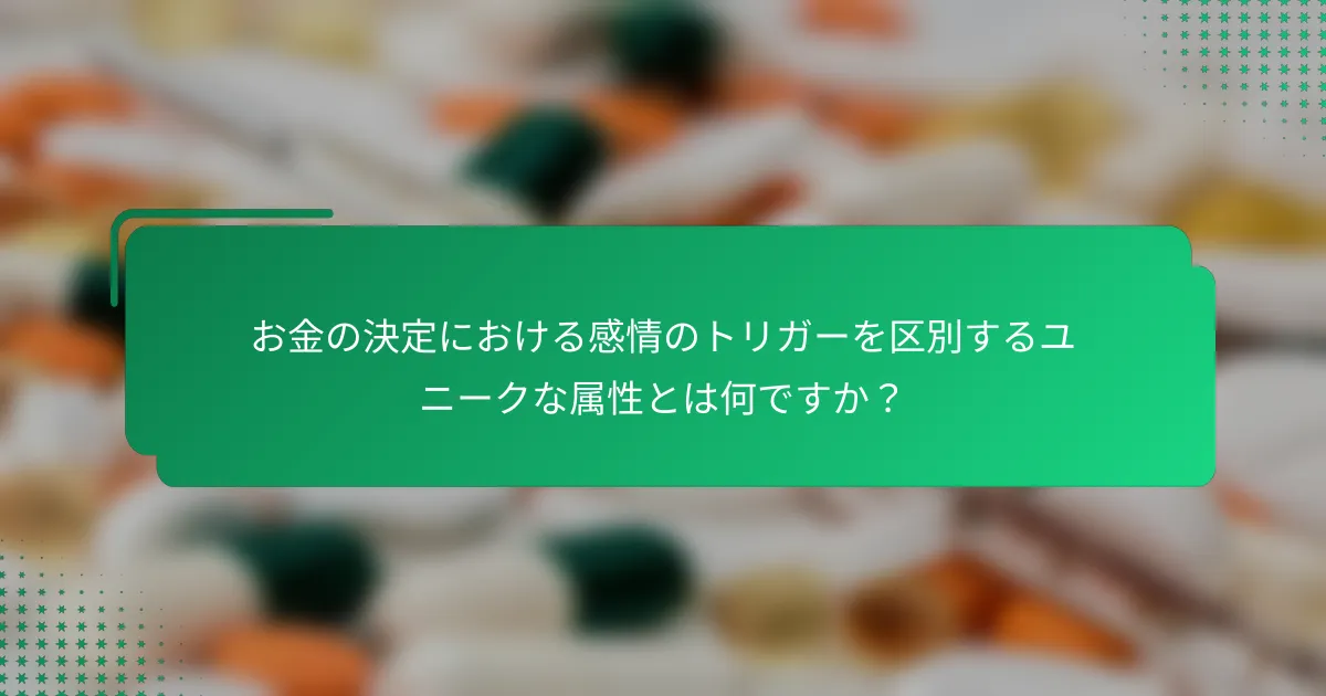 お金の決定における感情のトリガーを区別するユニークな属性とは何ですか？