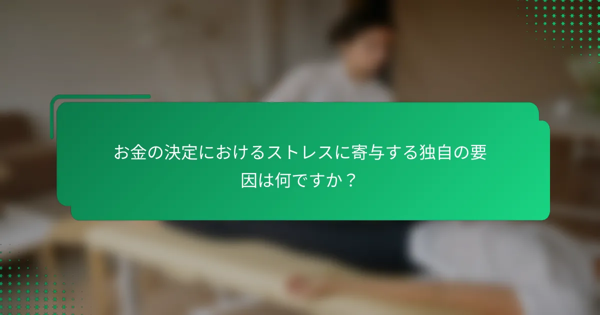 お金の決定におけるストレスに寄与する独自の要因は何ですか？