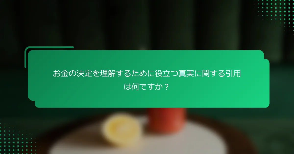 お金の決定を理解するために役立つ真実に関する引用は何ですか？