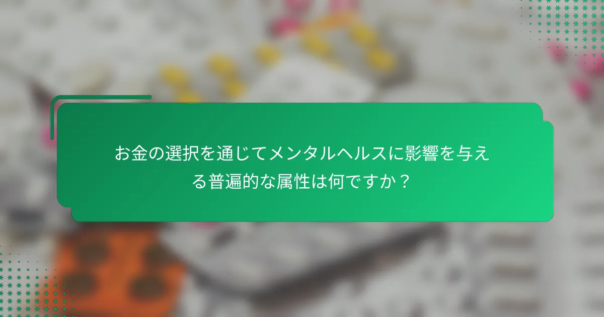お金の選択を通じてメンタルヘルスに影響を与える普遍的な属性は何ですか？