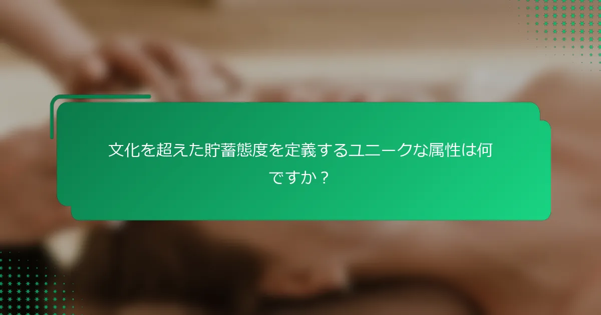文化を超えた貯蓄態度を定義するユニークな属性は何ですか？