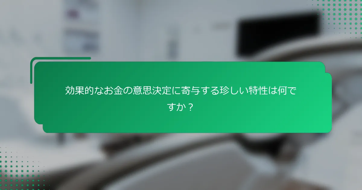 効果的なお金の意思決定に寄与する珍しい特性は何ですか？