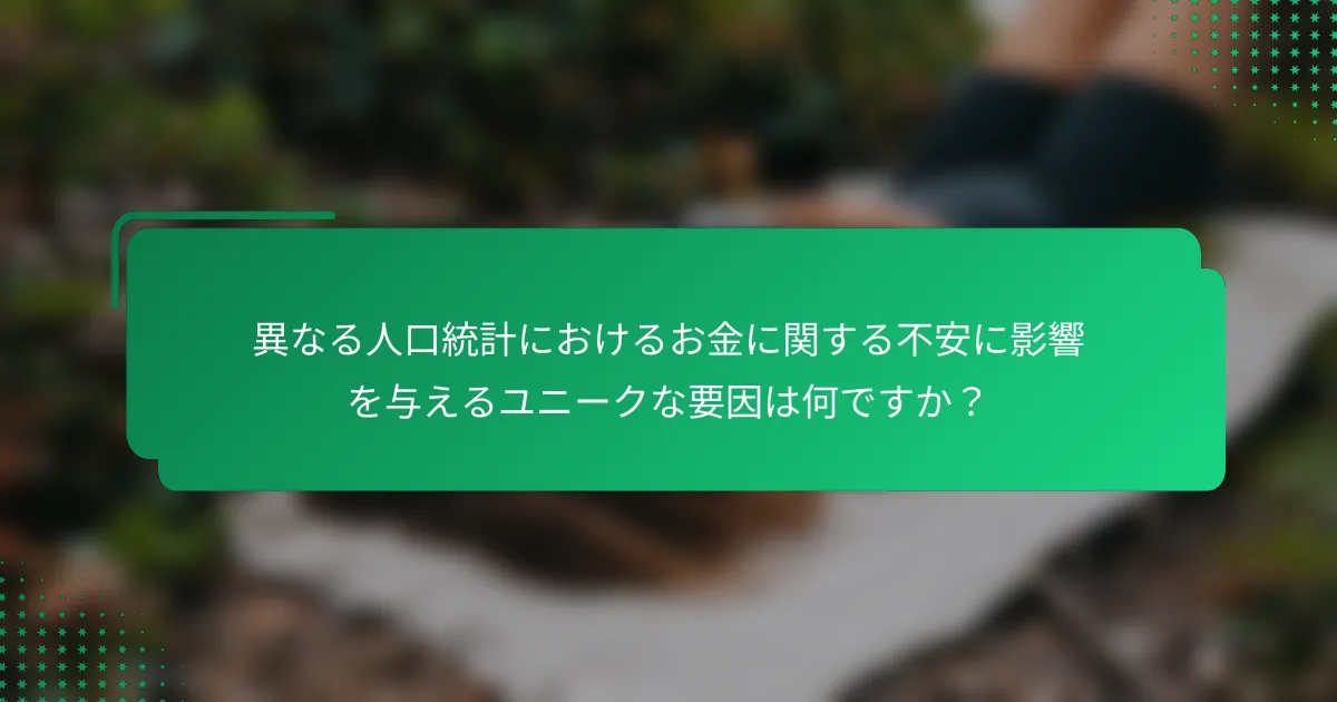 異なる人口統計におけるお金に関する不安に影響を与えるユニークな要因は何ですか？