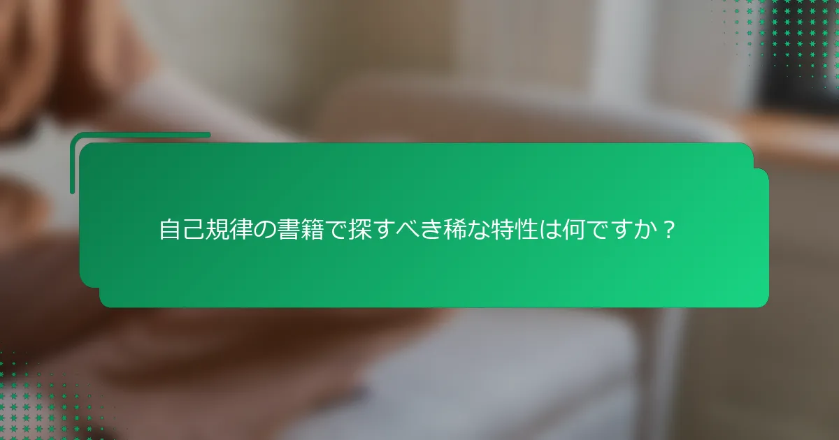 自己規律の書籍で探すべき稀な特性は何ですか？