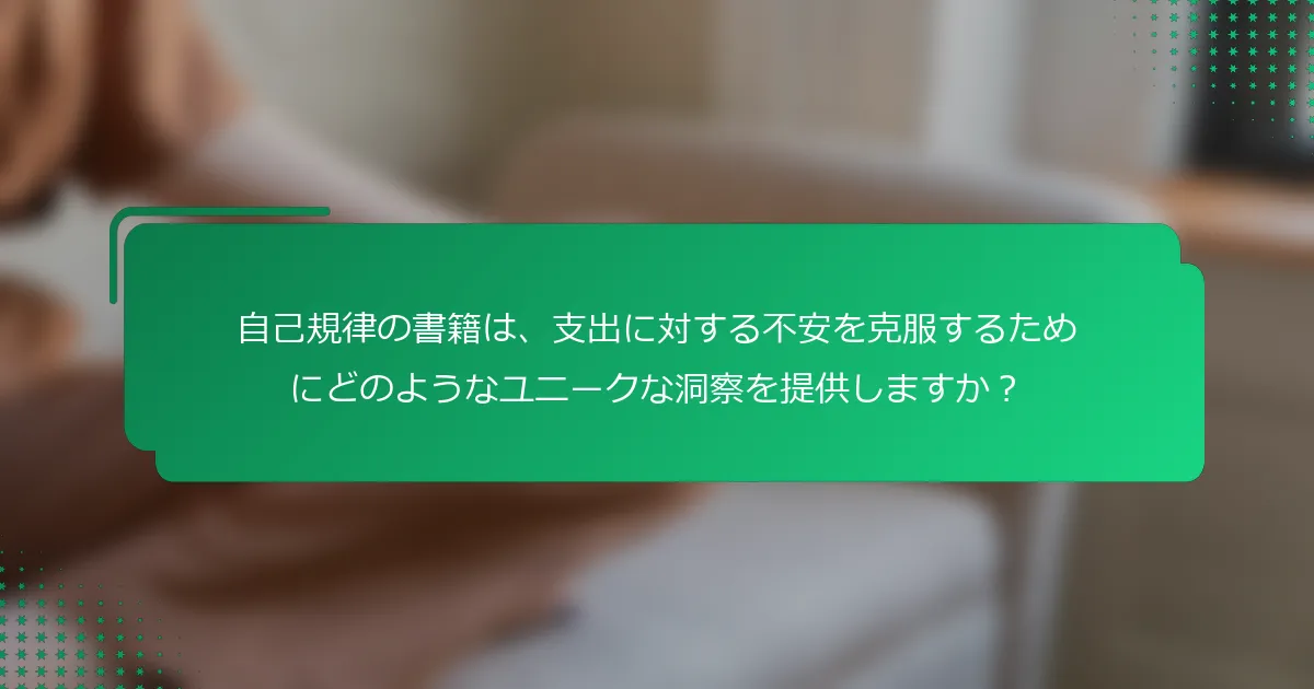 自己規律の書籍は、支出に対する不安を克服するためにどのようなユニークな洞察を提供しますか？