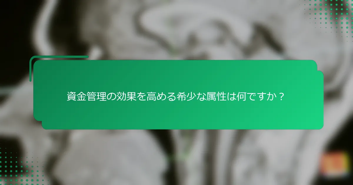 資金管理の効果を高める希少な属性は何ですか？